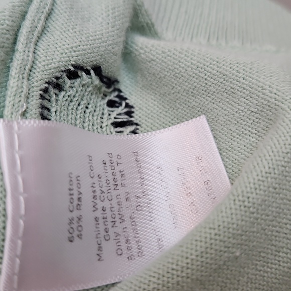 Talbots Medium Mint Green Polka Dot 3/4 Sleeve Lightweight Sweater Top - Picture 5 of 6